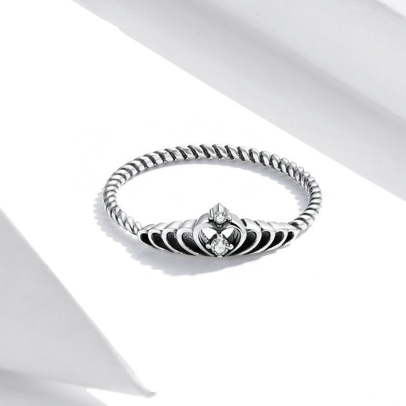 Shining Crown Ring For Women Sterling Silver With Diamond Crown Design Jewelry Gift Idea Elegant Everyday Accessory