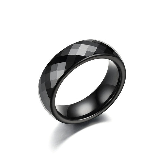 Ceramic Couple Rings Black White Polished 6mm Wide Wedding Band For Engagement Anniversary And Promise For Couples