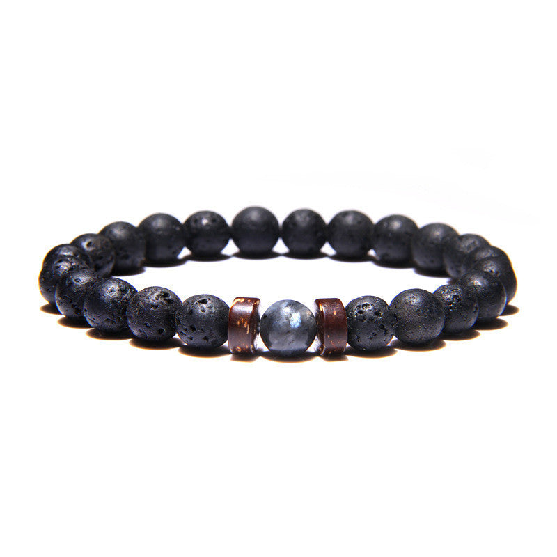 Mens Obsidian Volcanic Stone Tiger Eye Beaded Bracelet