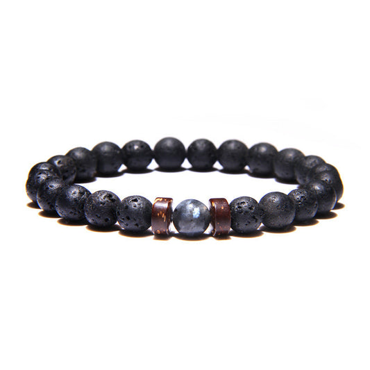 Mens Obsidian Volcanic Stone Tiger Eye Beaded Bracelet