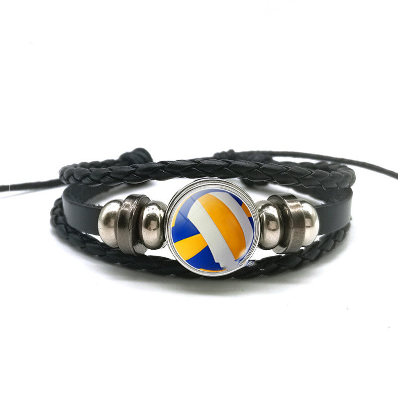 Mens Braided Leather Bracelets With Alloy And Glass Accents And Concealed Buckle Clasp For Everyday Wear Black