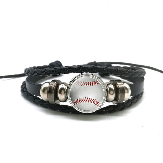 Mens Braided Leather Bracelets With Alloy And Glass Accents And Concealed Buckle Clasp For Everyday Wear Black