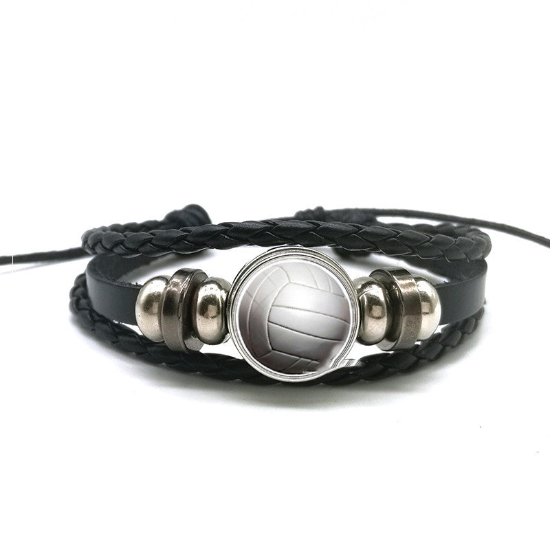 Mens Braided Leather Bracelets With Alloy And Glass Accents And Concealed Buckle Clasp For Everyday Wear Black