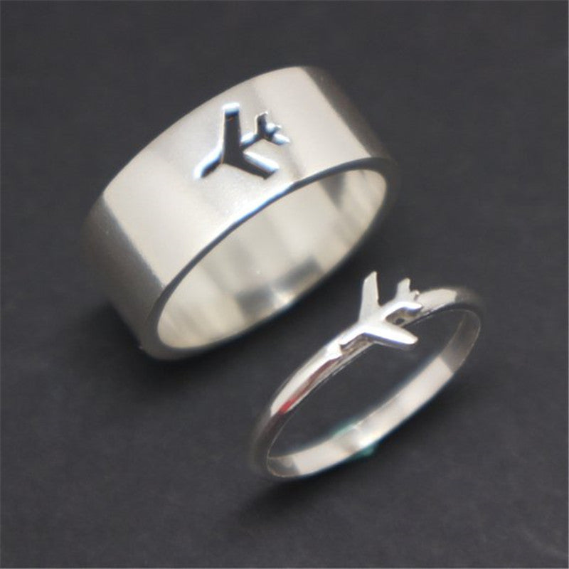 Stainless Steel Hollow Couple Airplane Ring Metal Jewelry Individually Packed Sizes 5 6 7 8 9 10 11 Individually Packed