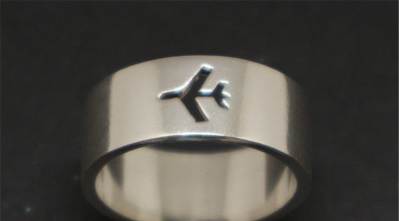 Stainless Steel Hollow Couple Airplane Ring Metal Jewelry Individually Packed Sizes 5 6 7 8 9 10 11 Individually Packed