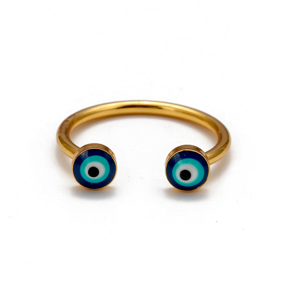 Devil Eyes Ring Gold Inlaid Adjustable Jewelry For Women