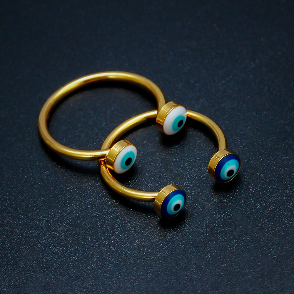 Devil Eyes Ring Gold Inlaid Adjustable Jewelry For Women