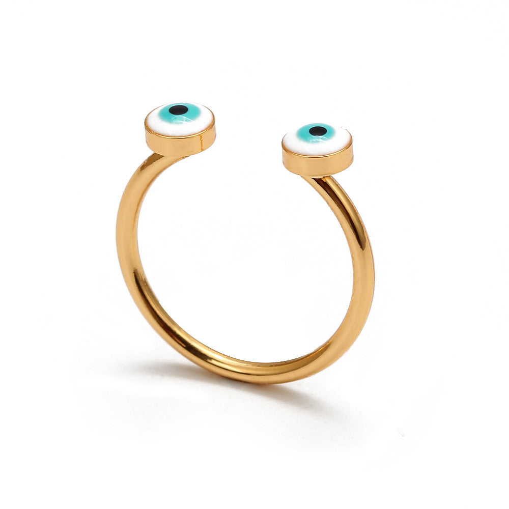 Devil Eyes Ring Gold Inlaid Adjustable Jewelry For Women