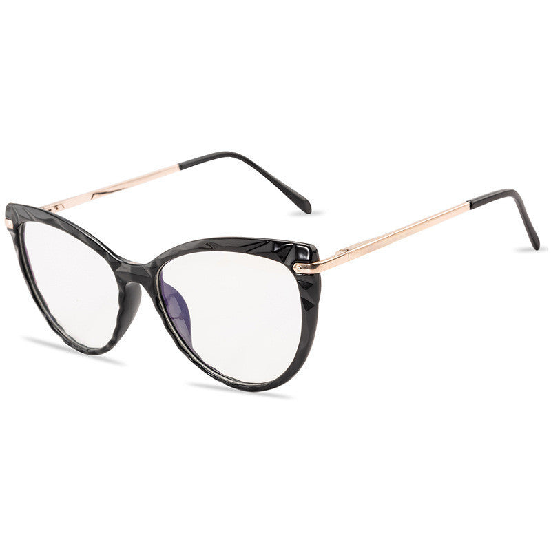 Womens Flat Mirror Eyeglasses Full Frame Plastic Steel Frame With Crystal Faceted Metal Legs In Assorted Color