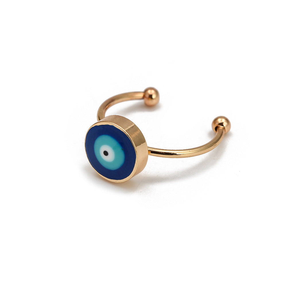 Womens Eye Ring Gold Plated Copper Ring European Style Eye Shape With Zircon Inlaid Jewelry For Party Wear Now