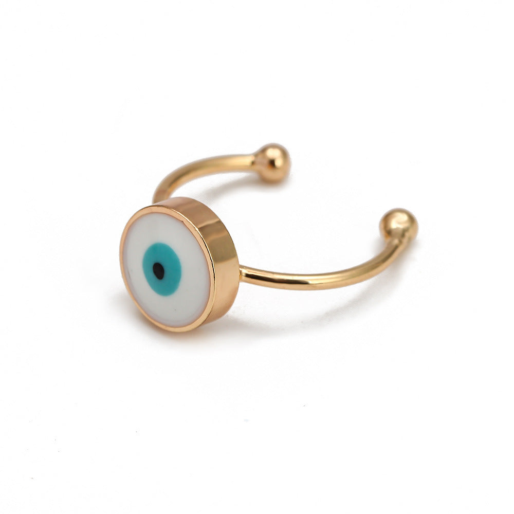 Womens Eye Ring Gold Plated Copper Ring European Style Eye Shape With Zircon Inlaid Jewelry For Party Wear Now