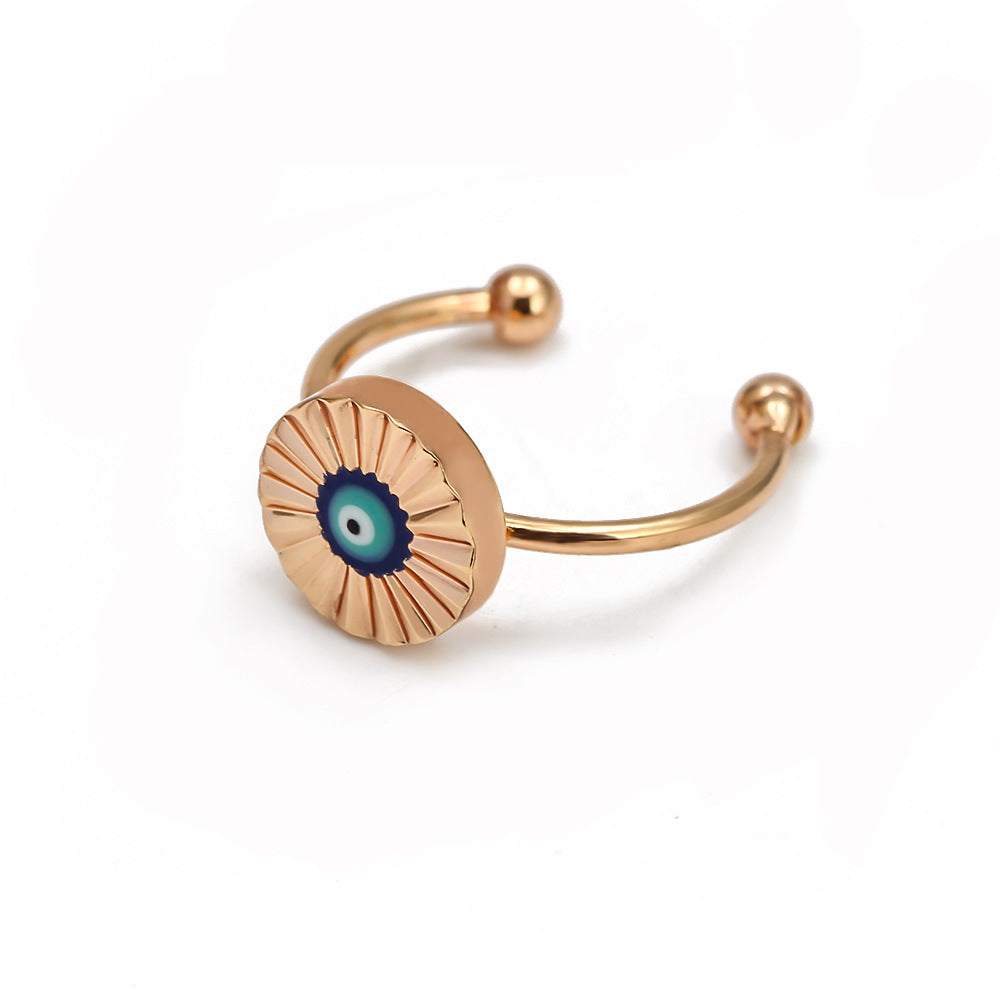 Womens Eye Ring Gold Plated Copper Ring European Style Eye Shape With Zircon Inlaid Jewelry For Party Wear Now