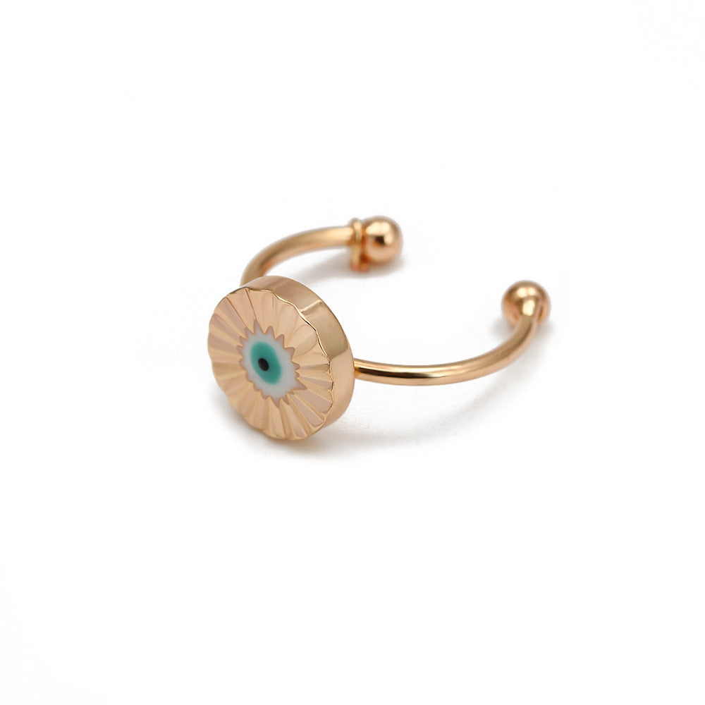 Womens Eye Ring Gold Plated Copper Ring European Style Eye Shape With Zircon Inlaid Jewelry For Party Wear Now