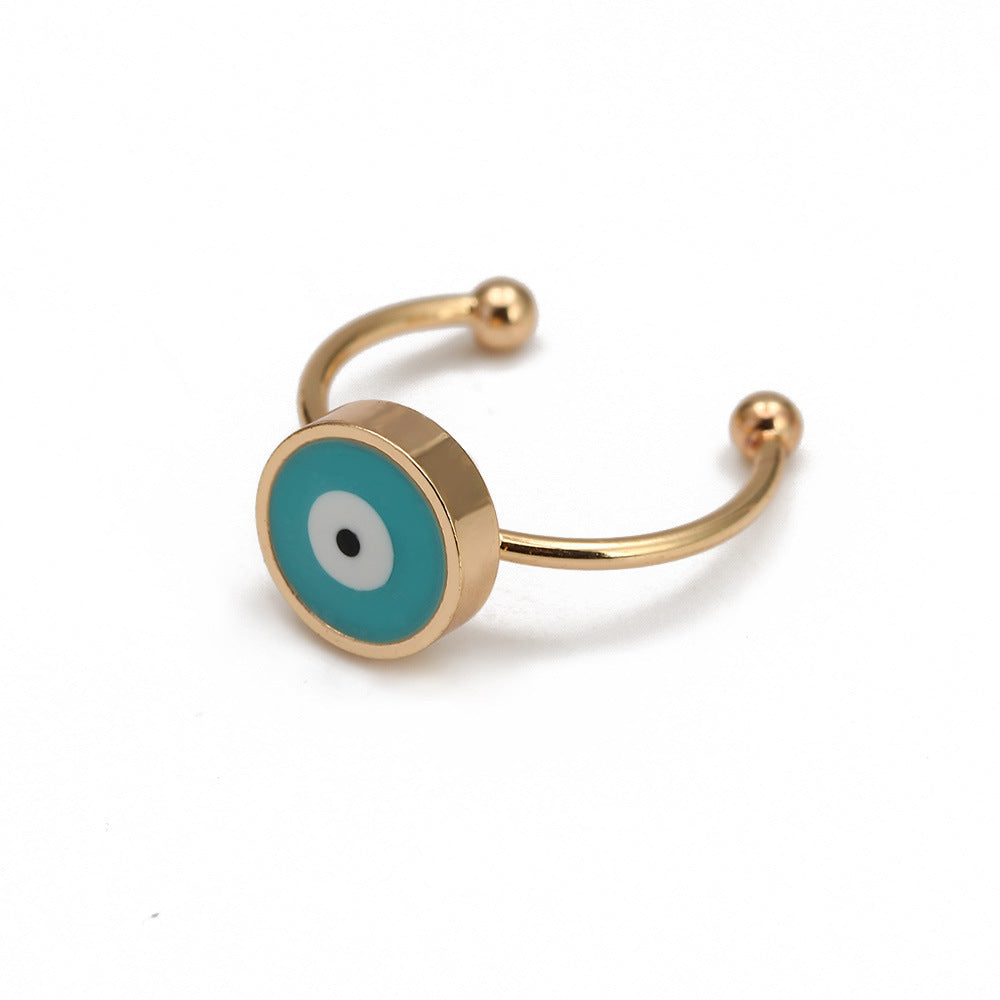 Womens Eye Ring Gold Plated Copper Ring European Style Eye Shape With Zircon Inlaid Jewelry For Party Wear Now