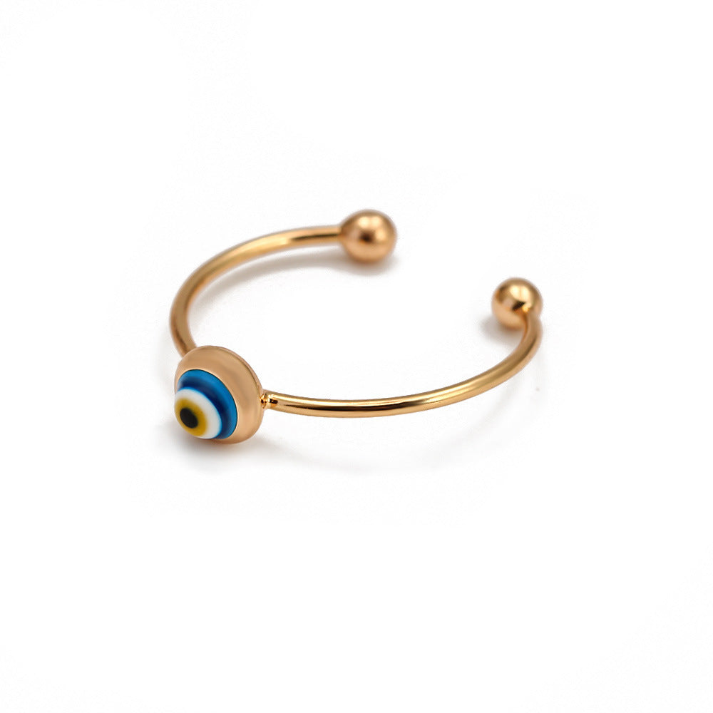 Womens Eye Ring Gold Plated Copper Ring European Style Eye Shape With Zircon Inlaid Jewelry For Party Wear Now