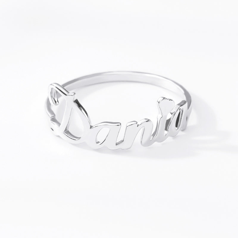 Personalized Name Ring Rose Gold Stainless Steel Adjustable Signature Jewelry Gift For Her Custom Initial Ring