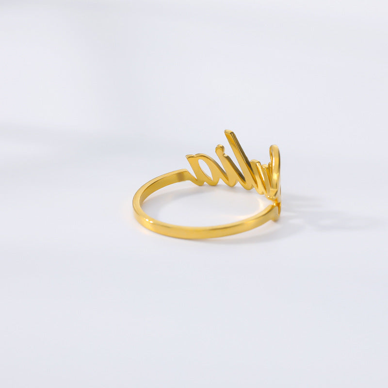 Personalized Name Ring Rose Gold Stainless Steel Adjustable Signature Jewelry Gift For Her Custom Initial Ring