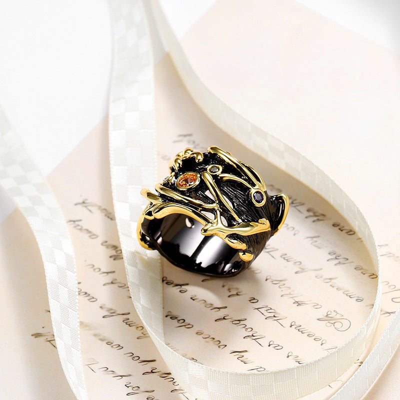 Couple Geometric Zircon Ring Hollow Metal Electroplated Durable Anniversary Engagement Gift Fashion Jewelry For Couples