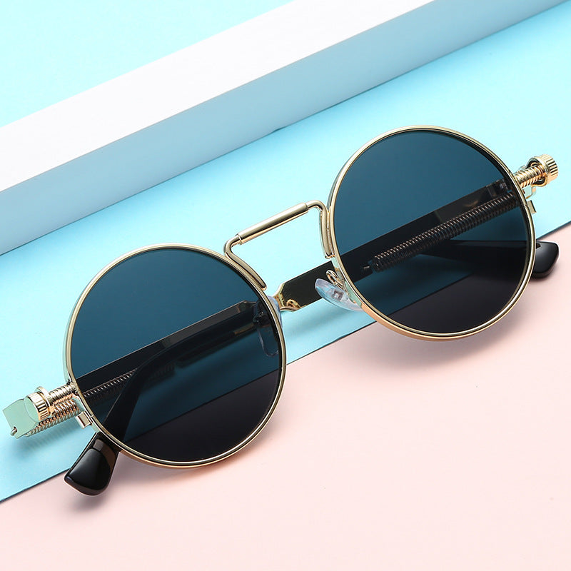 Metal Frame Sunglasses With Spring Hinges Trendy Eyewear Polycarbonate Lens High Visibility Light Filter Everyday