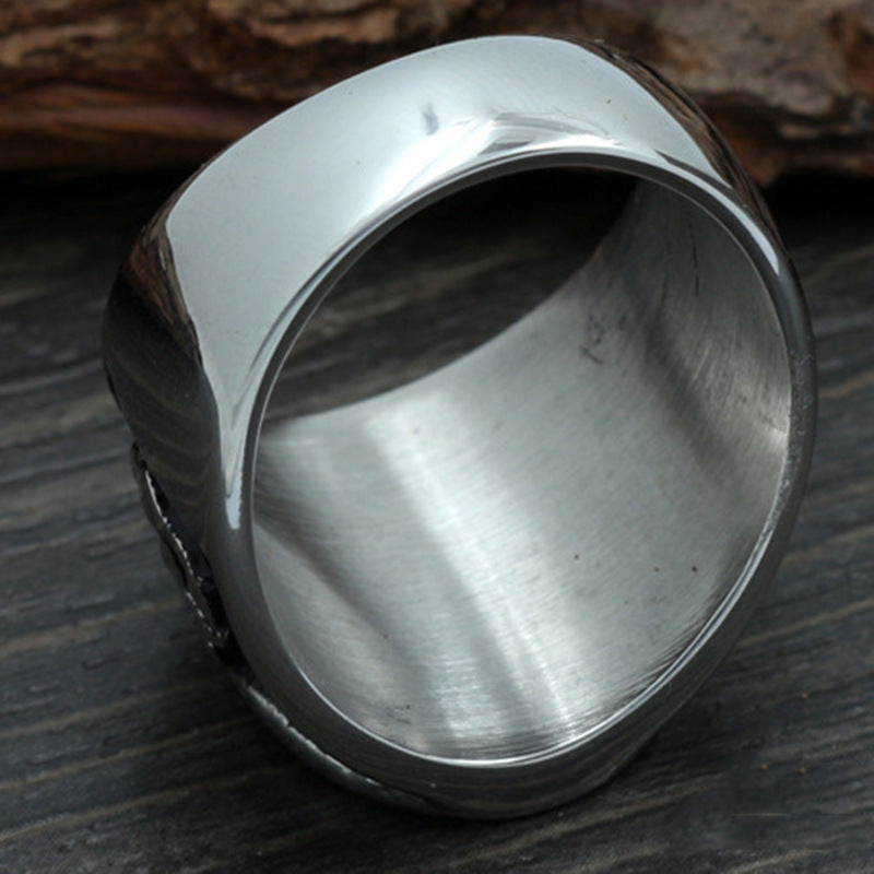 Men's Titanium Stainless Steel Ring Anchor Vintage Ring Polished European and American Ring Domineering Biker Ring Statement Jewelry for Men