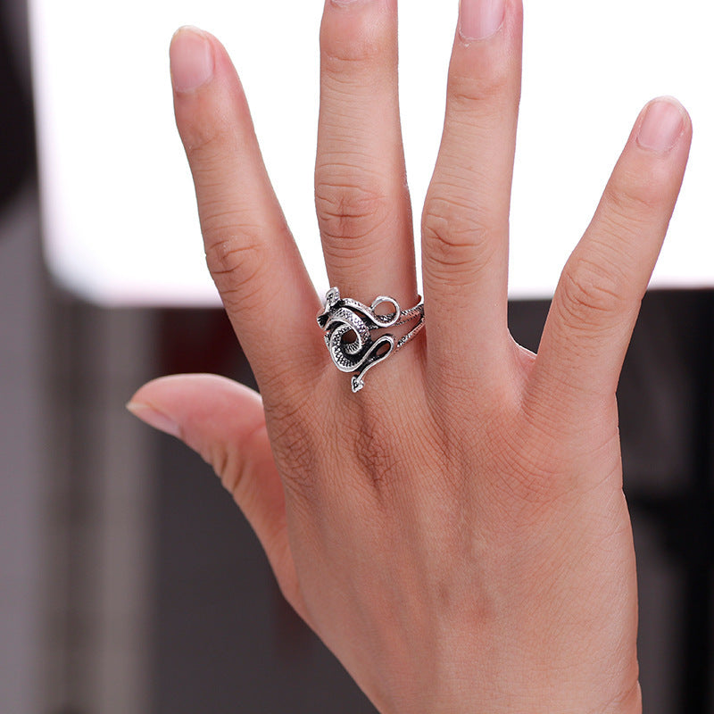 Mens Snake Ring Adjustable Alloy Nightclub Ring Social Events Rings Unique Fashion Accessory Cool Ring Stylish