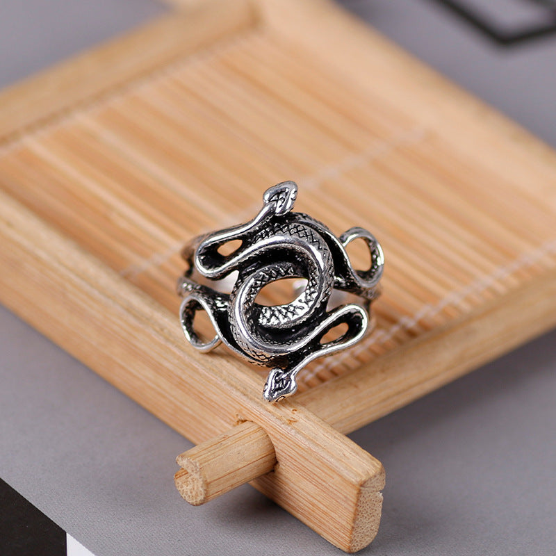 Mens Snake Ring Adjustable Alloy Nightclub Ring Social Events Rings Unique Fashion Accessory Cool Ring Stylish