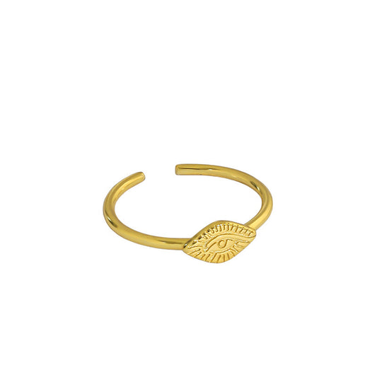 Womens Adjustable Eye Design Ring S925 Sterling Silver Golden Fashion Jewelry Fashion Gift Her Durable Elegant