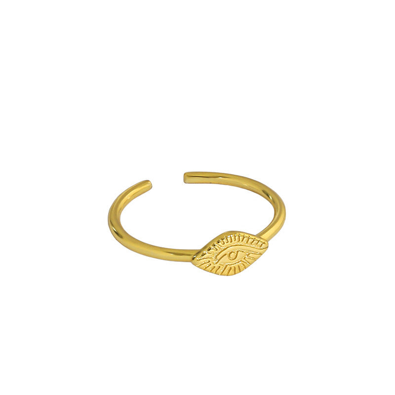 Womens Adjustable Eye Design Ring S925 Sterling Silver Golden Fashion Jewelry Fashion Gift Her Durable Elegant