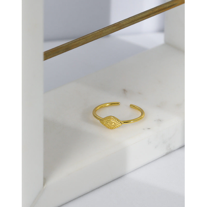 Womens Adjustable Eye Design Ring S925 Sterling Silver Golden Fashion Jewelry Fashion Gift Her Durable Elegant