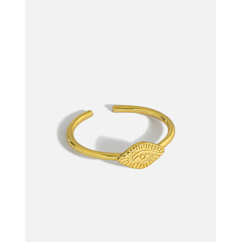 Womens Adjustable Eye Design Ring S925 Sterling Silver Golden Fashion Jewelry Fashion Gift Her Durable Elegant