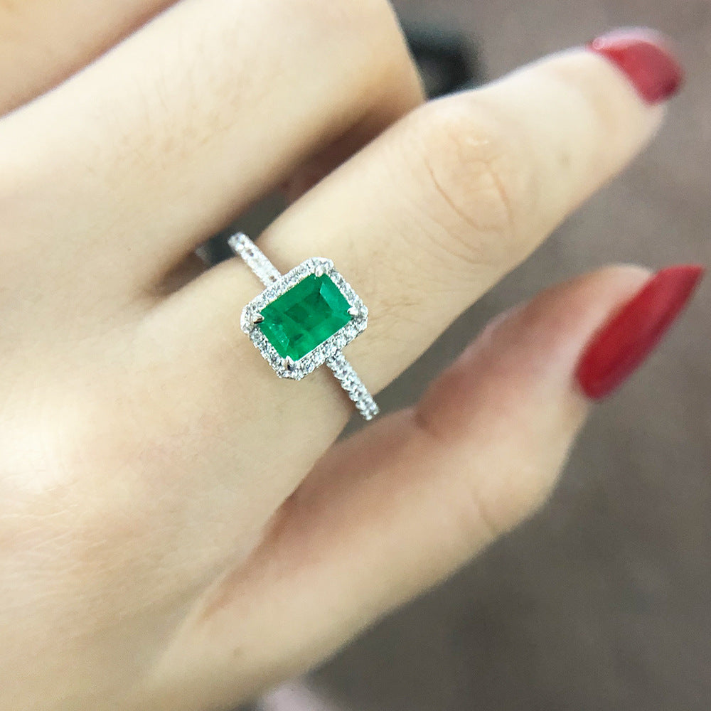 Womens Emerald Ring Copper Plated Platinum Geometric Ring European Ring American Ring Princess Cut Ring Square Ring Emerald Jewelry Fashion Ring