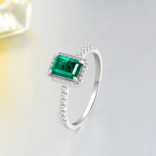 Womens Emerald Ring Copper Plated Platinum Geometric Ring European Ring American Ring Princess Cut Ring Square Ring Emerald Jewelry Fashion Ring