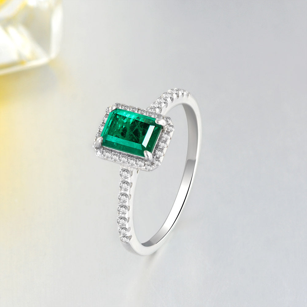 Womens Emerald Ring Copper Plated Platinum Geometric Ring European Ring American Ring Princess Cut Ring Square Ring Emerald Jewelry Fashion Ring