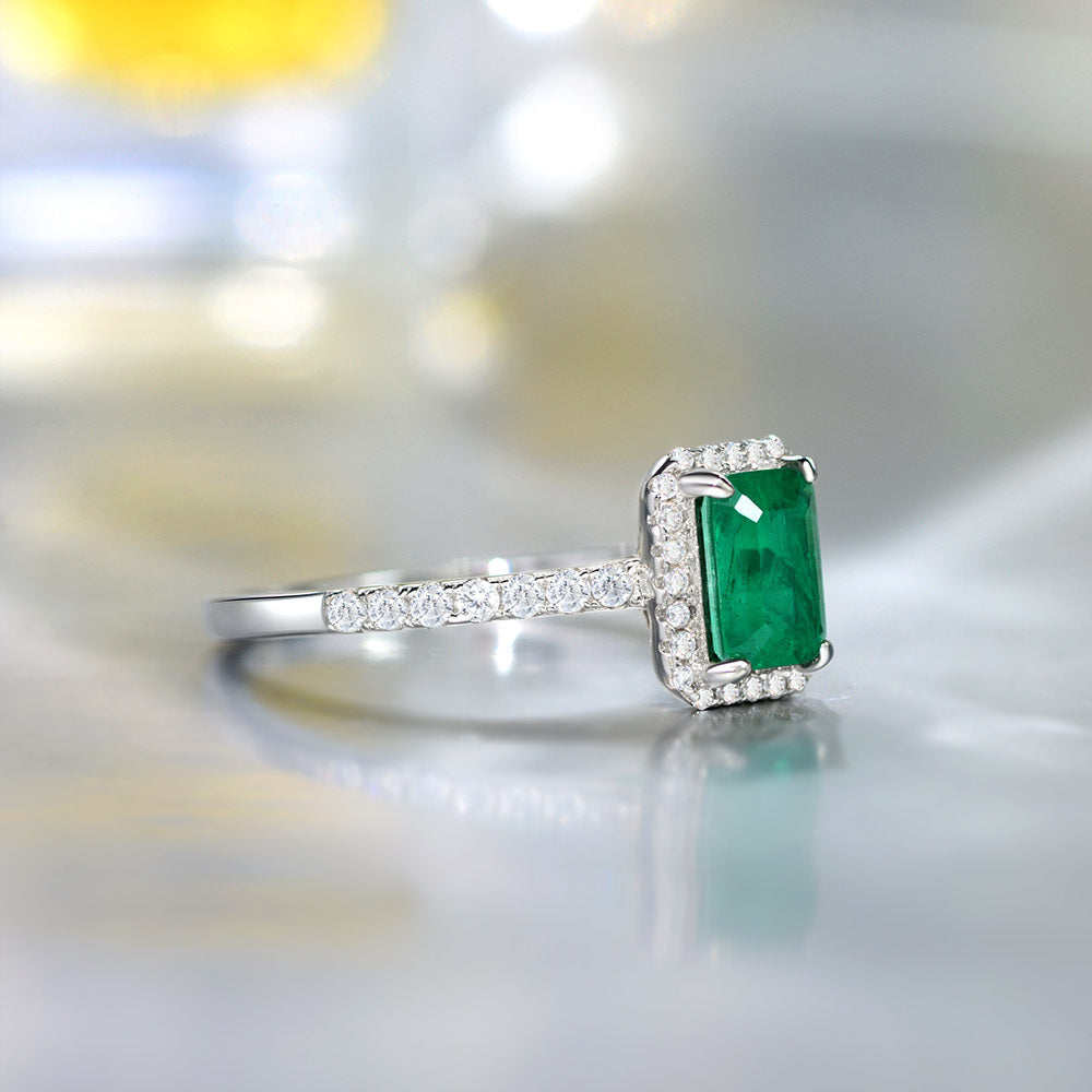 Womens Emerald Ring Copper Plated Platinum Geometric Ring European Ring American Ring Princess Cut Ring Square Ring Emerald Jewelry Fashion Ring