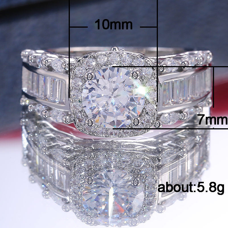 Square Ring Princess Style Slightly Inlaid Zircon Ladies Ring Copper Gold Plated White Zircon Sizes 6 7 8 Gems