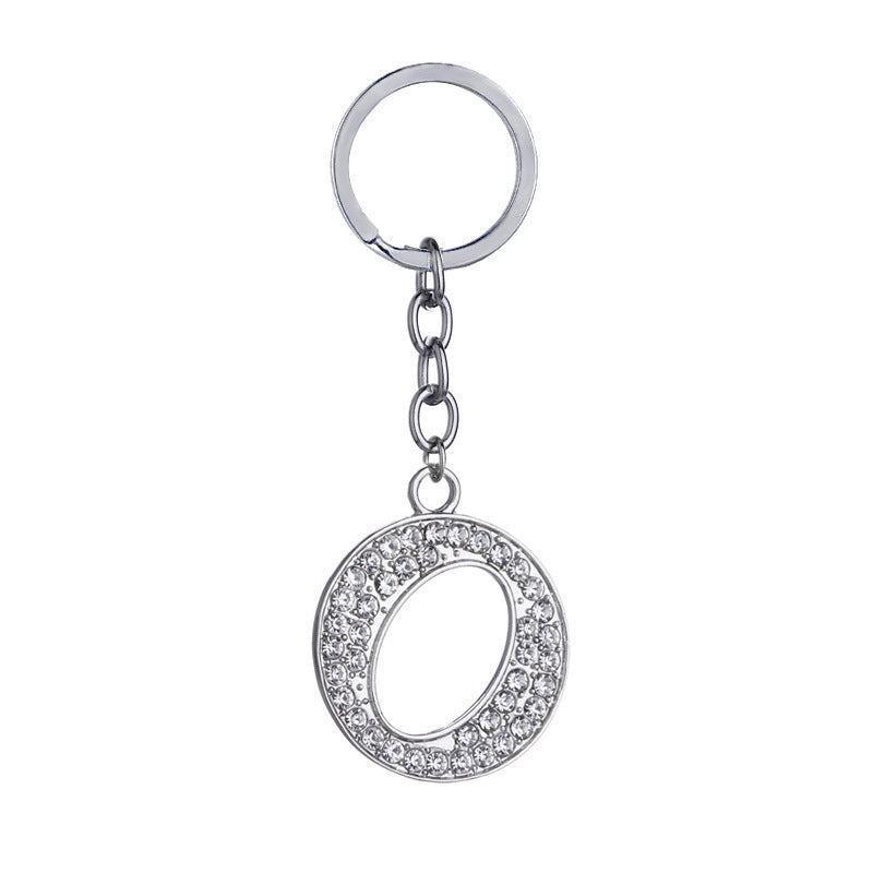 Heart Shaped Zinc Alloy Keychain Diamond Letter Pendant