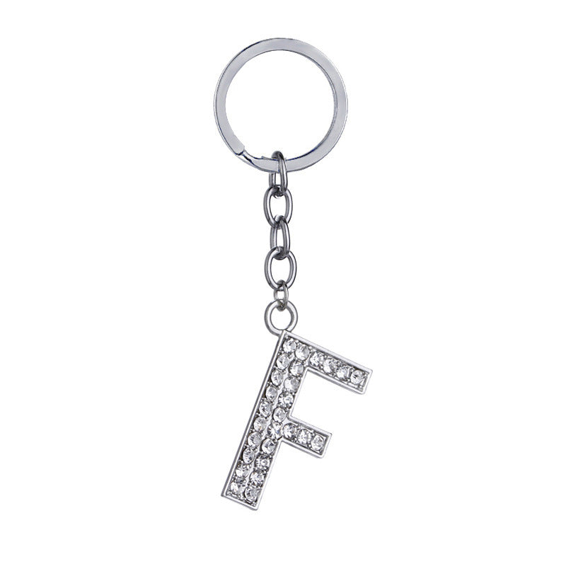 Heart Shaped Zinc Alloy Keychain Diamond Letter Pendant