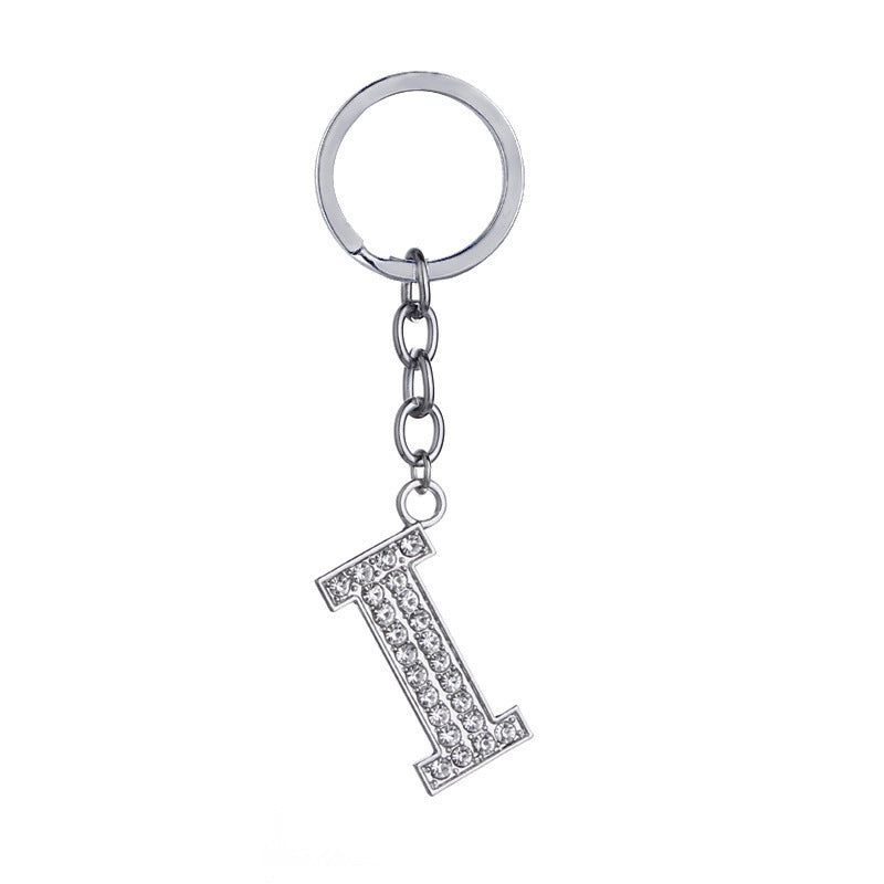 Heart Shaped Zinc Alloy Keychain Diamond Letter Pendant
