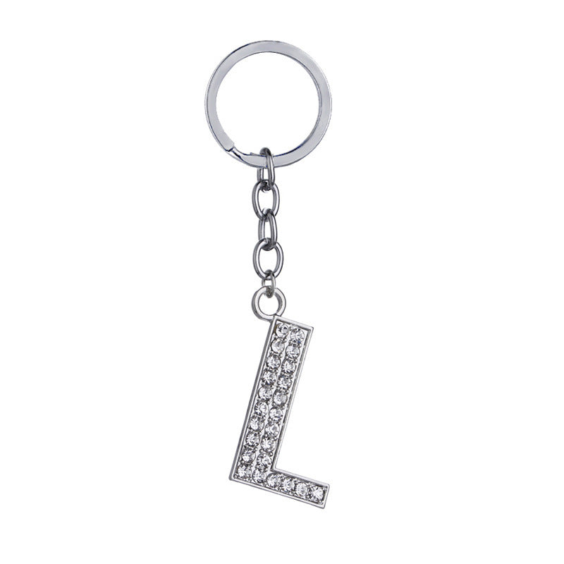 Heart Shaped Zinc Alloy Keychain Diamond Letter Pendant