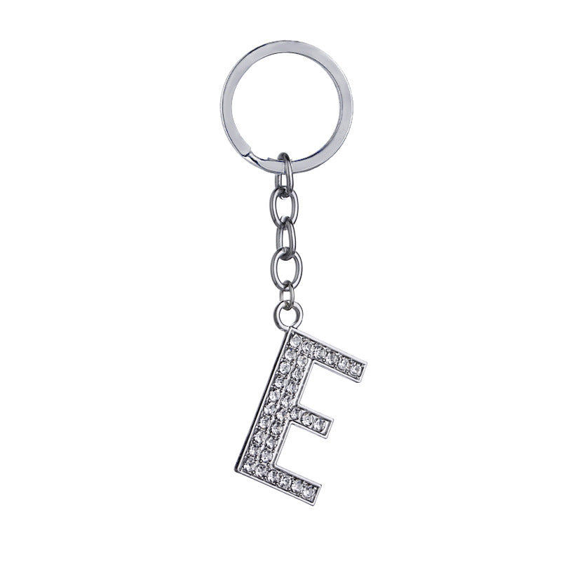 Heart Shaped Zinc Alloy Keychain Diamond Letter Pendant
