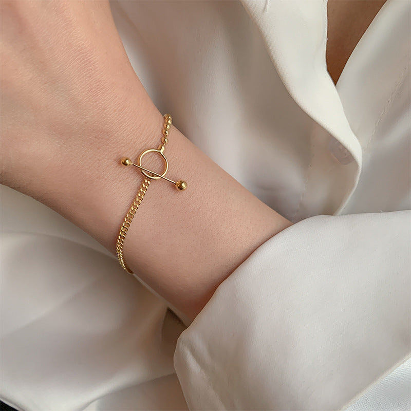 Womens Copper Bracelet Korean Geometric Electroplated Bracelet Buckle Design Individually Packed Jewelry White
