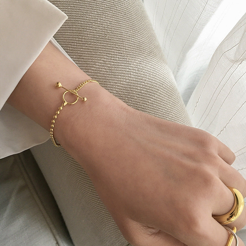 Womens Copper Bracelet Korean Geometric Electroplated Bracelet Buckle Design Individually Packed Jewelry White