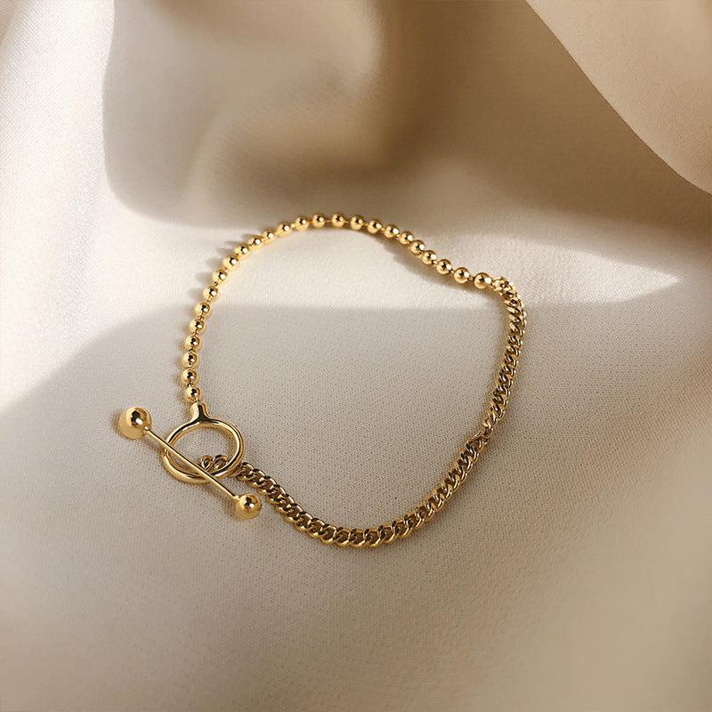 Womens Copper Bracelet Korean Geometric Electroplated Bracelet Buckle Design Individually Packed Jewelry White
