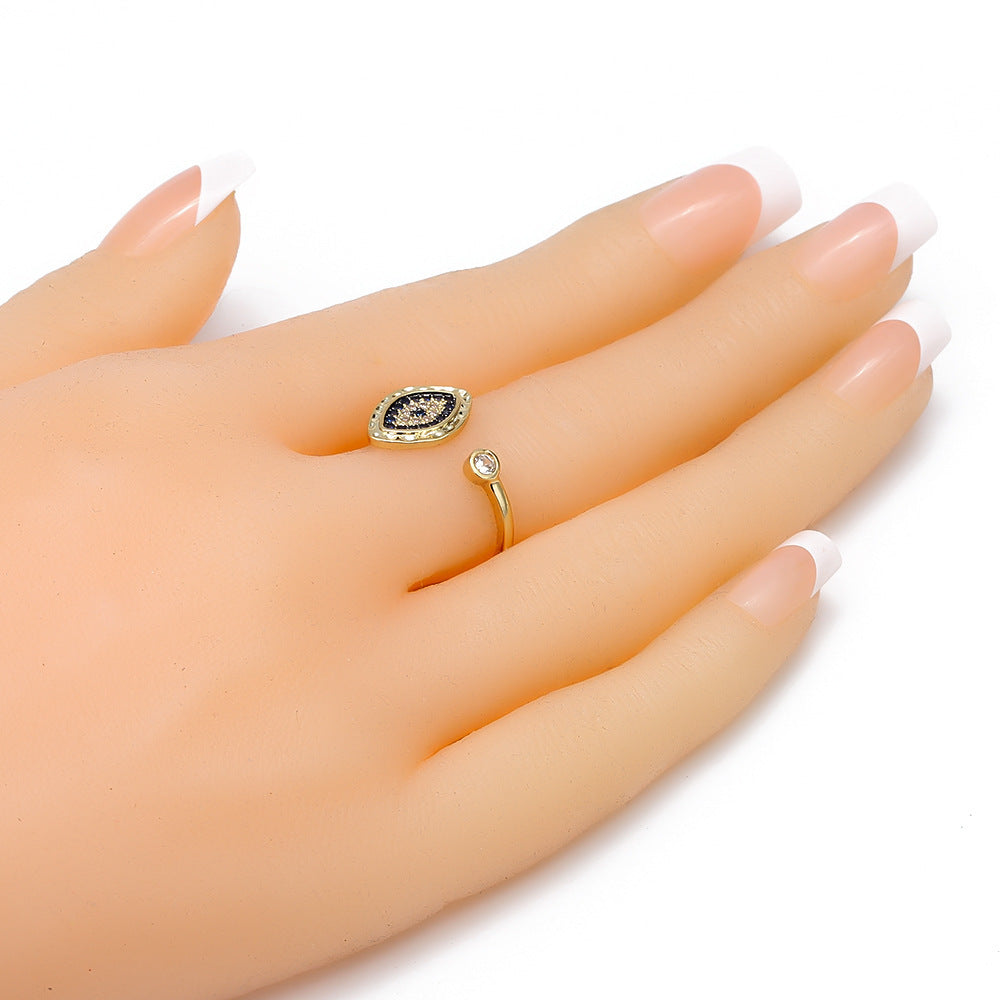 Devil Eye Womens Adjustable Ring Gold Plated Inlaid Gemstone Jewelry For Women Fashion Statement Diamond Style