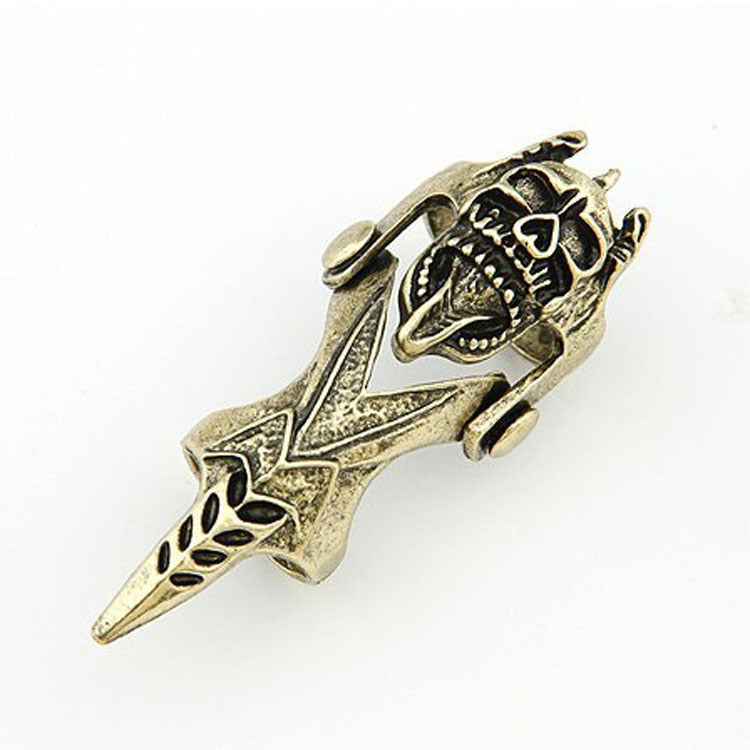 Womens Alloy Skull Ring Retro Skeleton Ring Electroplated Bronze Bone Jewelry Fashion Goth Style Statement Lux