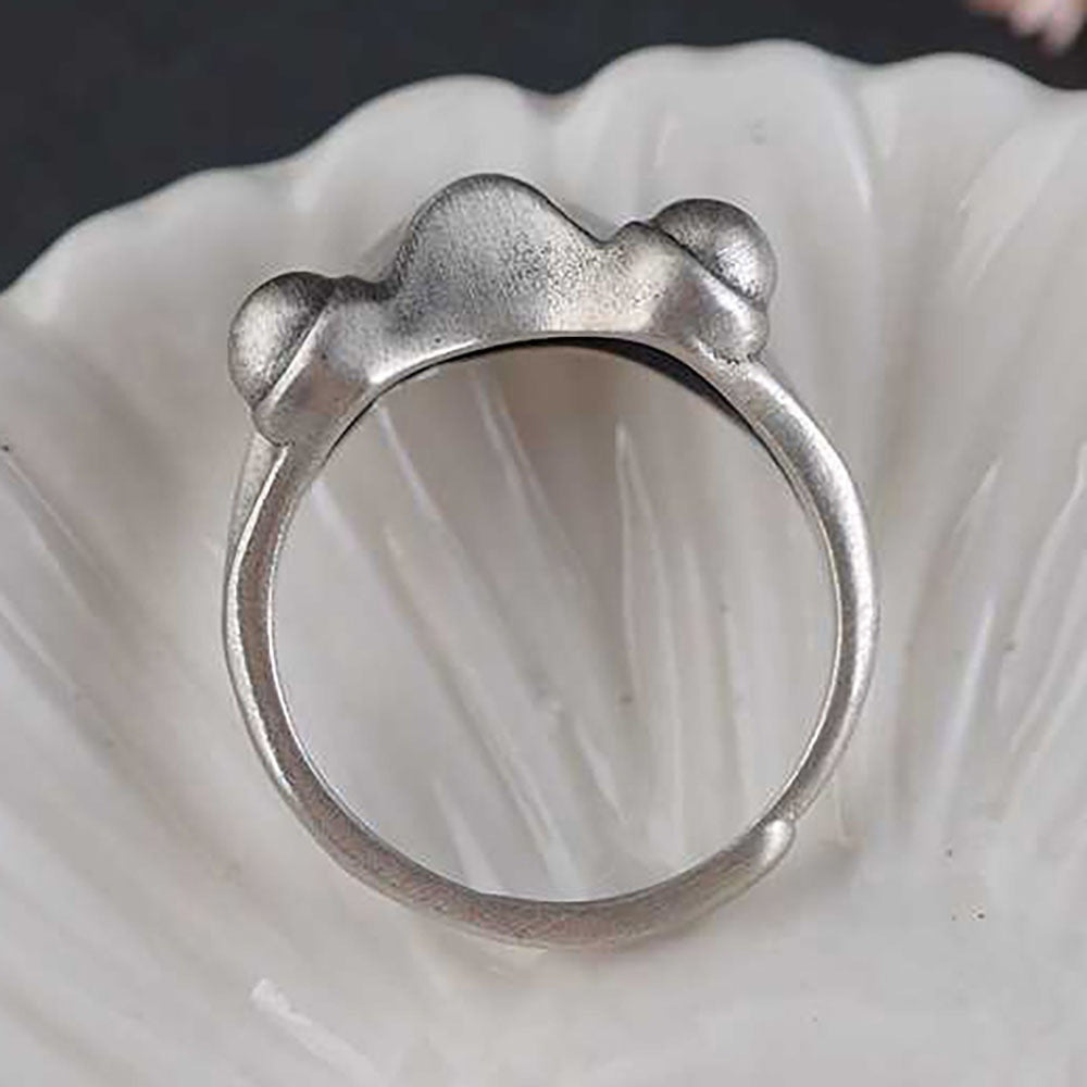 Womens Retro Frog Ring Adjustable Big Eye Animal Ring Ancient Silver Alloy Jewelry Gift Vintage Style Gem Ring