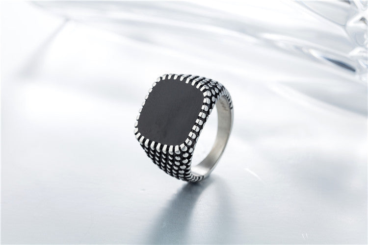 Mens Stainless Steel Ring Dripping Polka Dot Design
