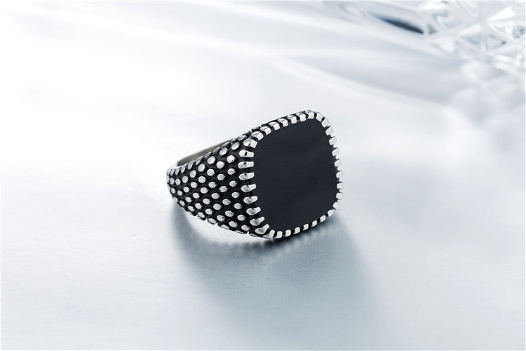 Mens Stainless Steel Ring Dripping Polka Dot Design