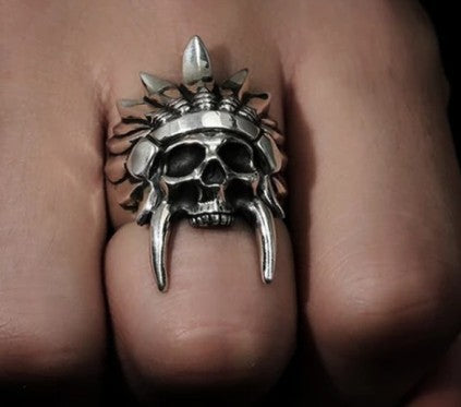 Mens Skull Ring Vintage Stainless Steel Unisex Gothic Biker Ring Black Gold Skull Head Ring Holiday Gift Today
