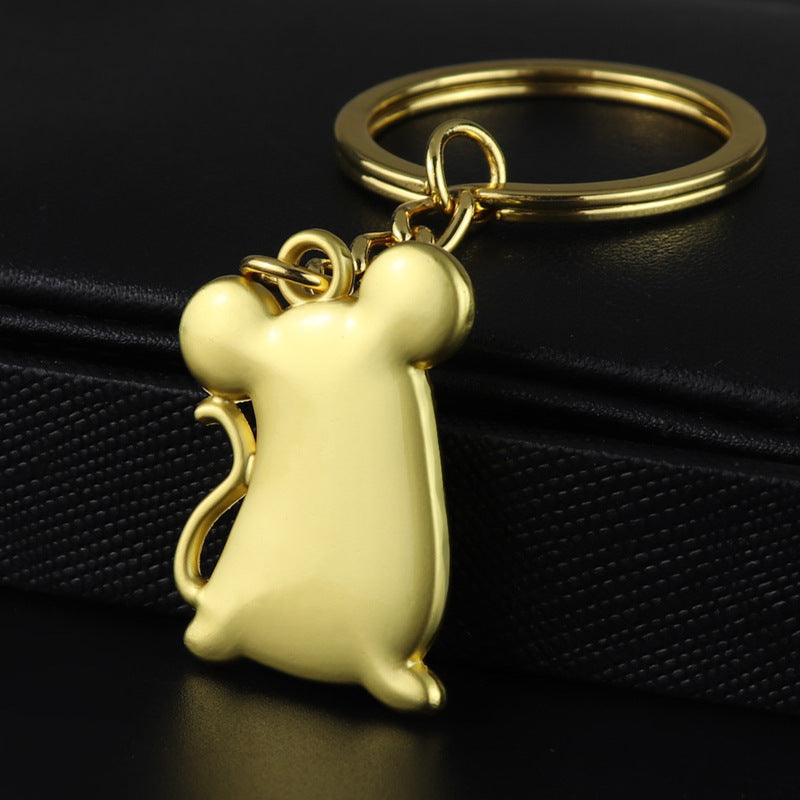 Unisex Zodiac Mouse Keychain Year Rat Gift Zinc Alloy Pendant Gold Silver Lucky Bag Keychain Individually Gift